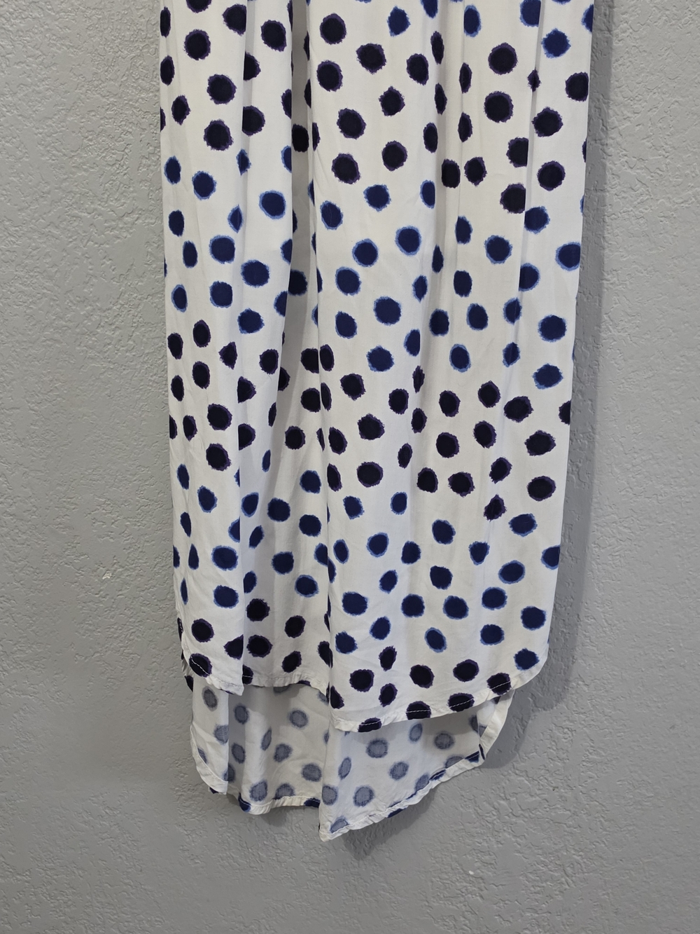 Old Navy White Maxi Dress Watercolor Style Blue Polka Dots Flowy Women XS - Picture 5 of 11